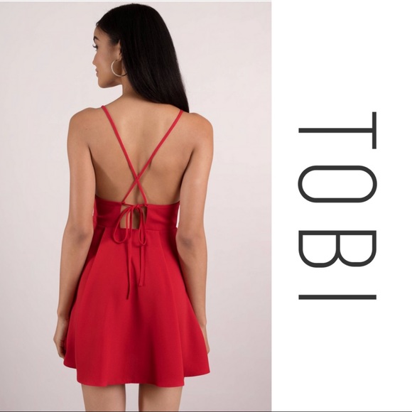 TOBI SKATER MINI DRESS IN RED - Picture 4 of 4